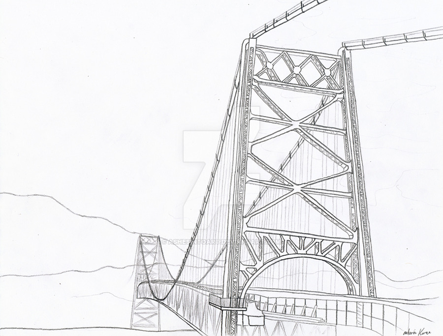 900x683 Bear Mountain Bridge - Bridge Line Drawing
