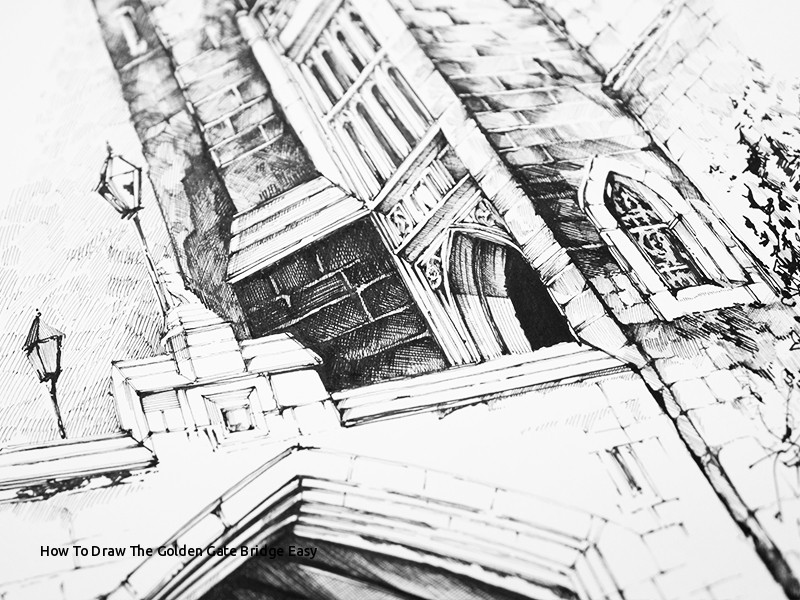800x600 How To Draw The Golden Gate Bridge Easy Bridge Line Drawing - Bridge Line Drawing
