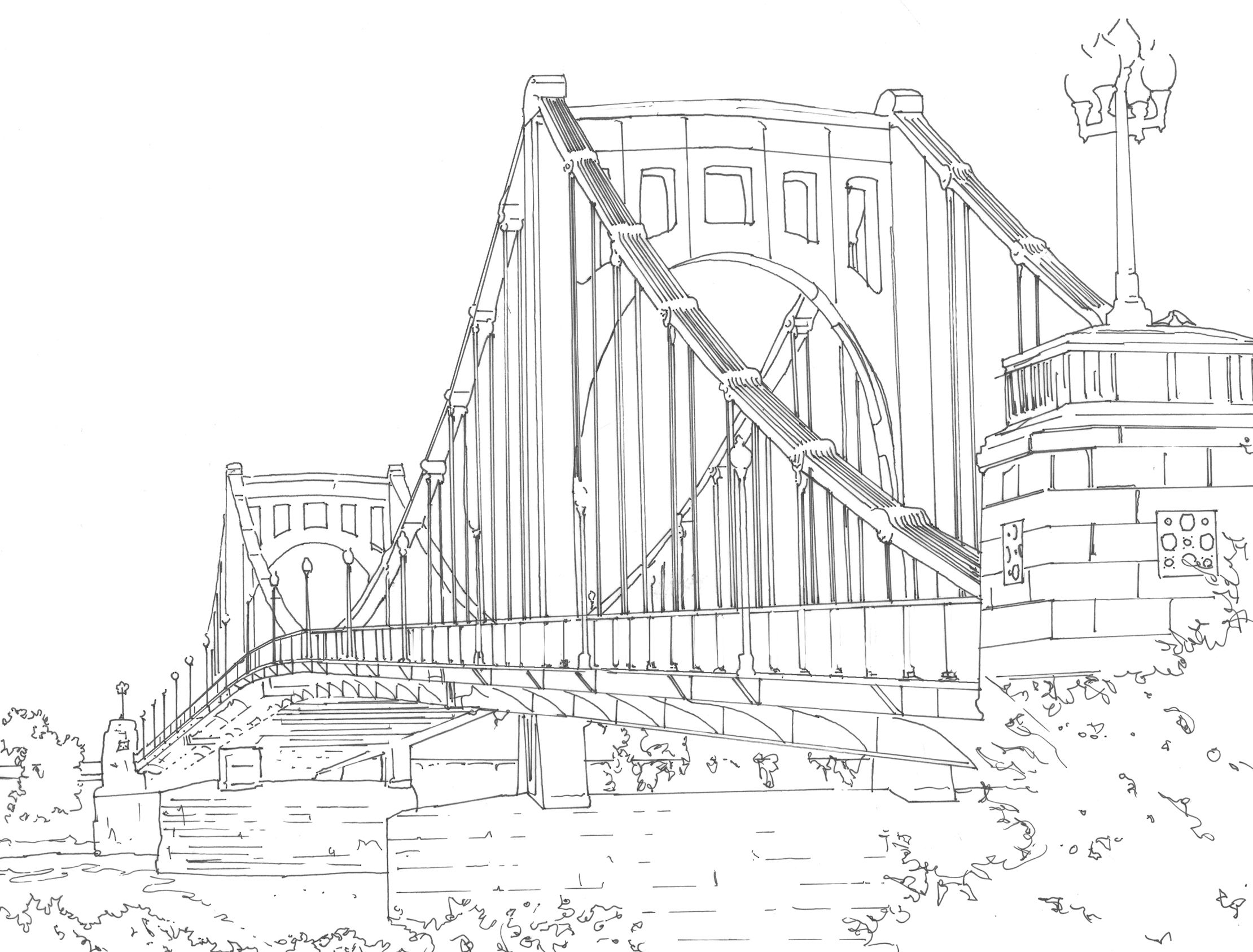 2220x1686 Line Drawing Of Sister Bridge Images For Consideration - Bridge Line Drawing