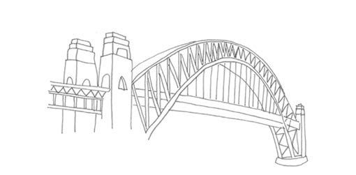 510x251 Line Drawing Of Sydney Harbour Bridge School, Art - Bridge Line Drawing
