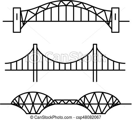 450x409 set of three different line art style bridges - Bridge Line Drawing