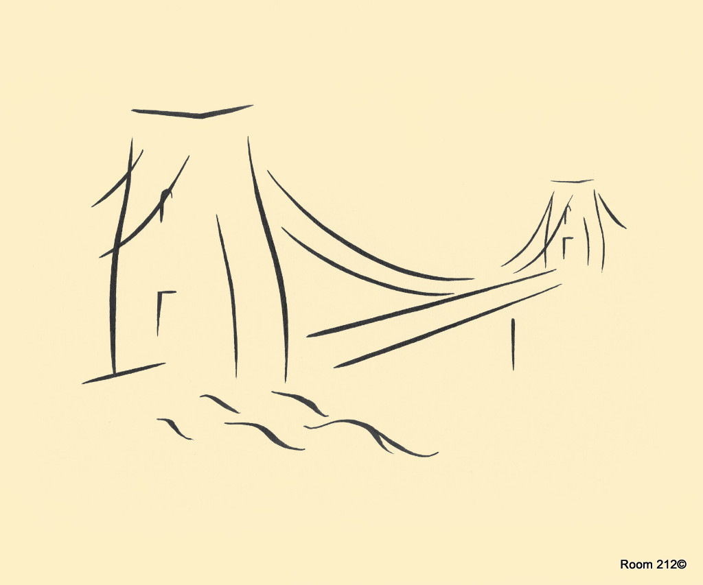 1024x853 Suspension Bridge Print - Bridge Line Drawing