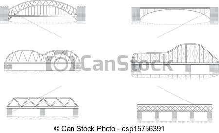 450x274 various bridge grayscale vector illustrations with shadows - Bridge Line Drawing