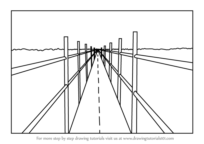 Расширить перспективы. Перспектива рисунок. Мост в перспективе. Пейзаж в перспективе очень легко. Мост в перспективе рисунок.