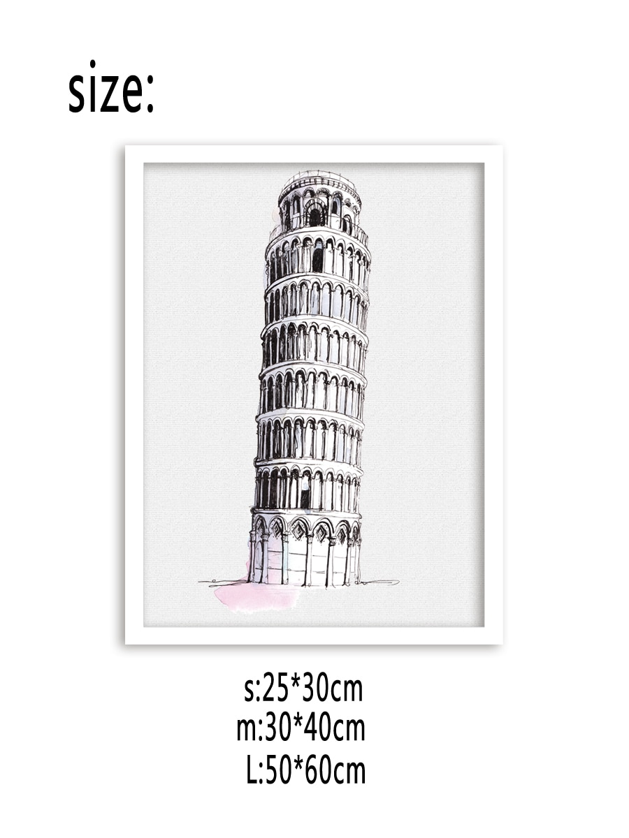 900x1200 buy wall hanging drawing leaning tower of pisa brief style home - Brief Drawing