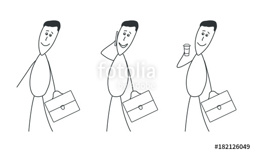 500x300 Mr Simple Draw Man Is Going To Work With A Briefcase, Talking - Briefcase Drawing