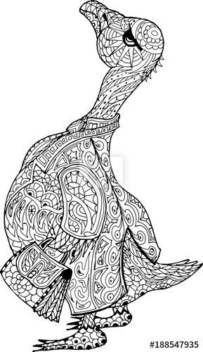 289x500 Arrogant Goose With A Briefcase Freehand Sketch Drawing For Adult - Briefcase Drawing