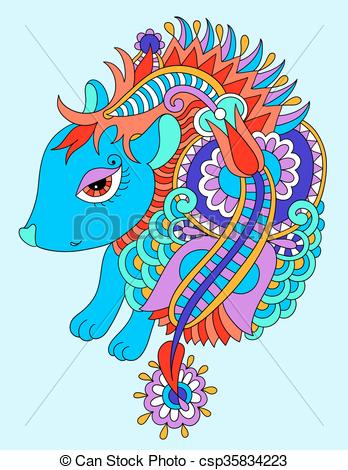 348x470 nice hedgehog ethnic doodle drawing, illustration bright - Bright Drawings