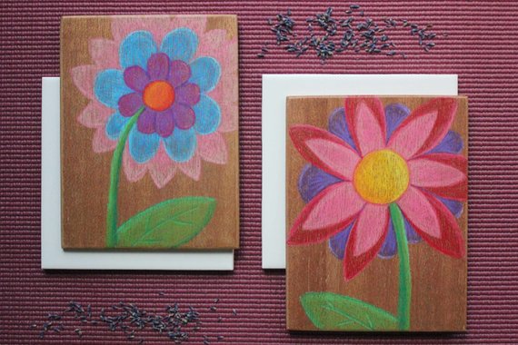 570x380 set of flower wall decor bright floral drawings etsy - Bright Drawings