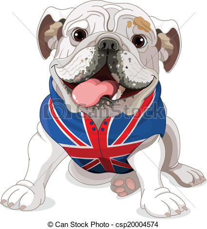 425x470 english bulldog wearing a coat with the symbol of the english flag - British Bulldog Drawing