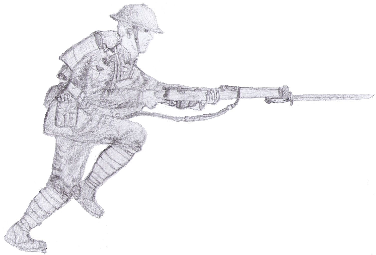 1509x1023 Bayonet Charging Soldier - British Soldier Drawing