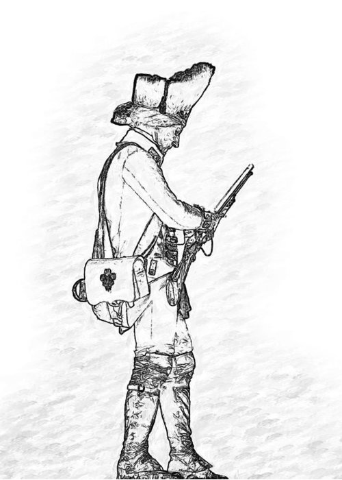 500x700 british soldier with rifle sketch greeting card for sale - British Soldier Drawing