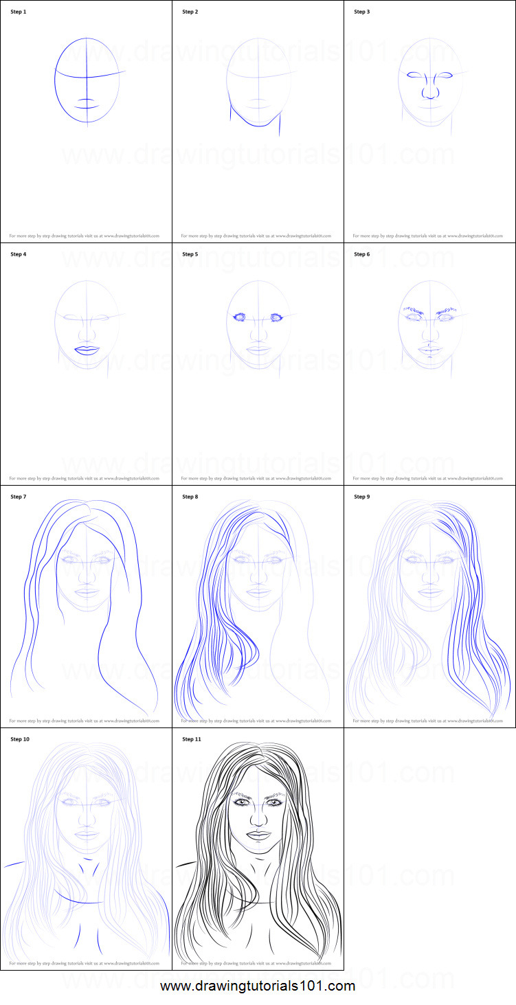 751x1463 how to draw britney spears printable step - Britney Spears Drawing