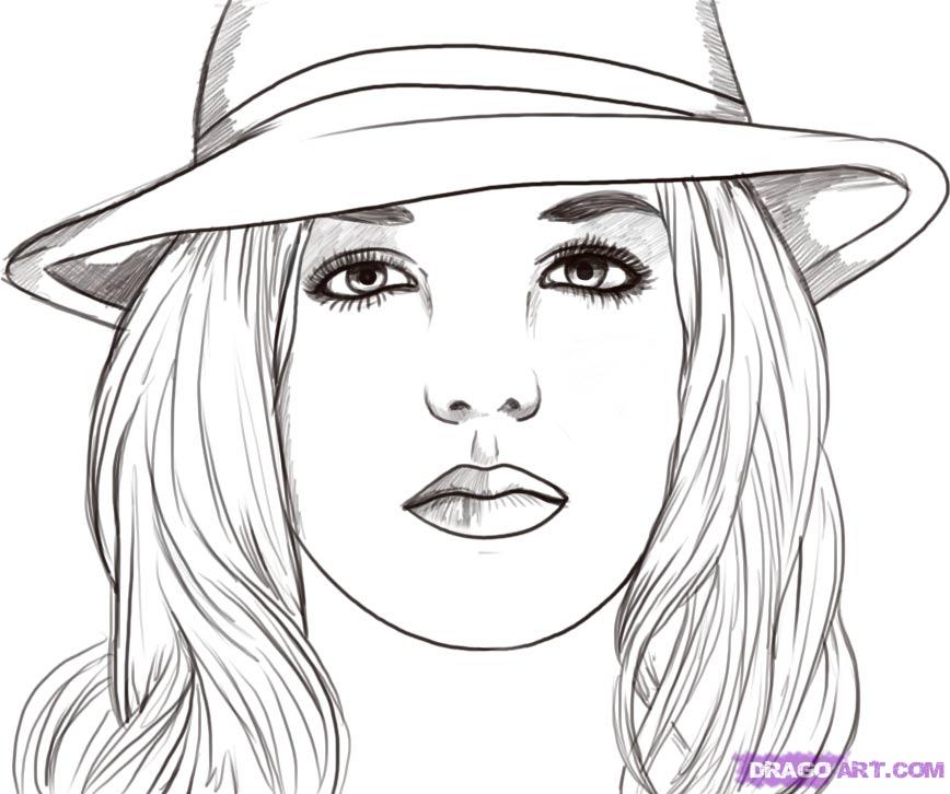 868x726 step how to draw britney spears - Britney Spears Drawing