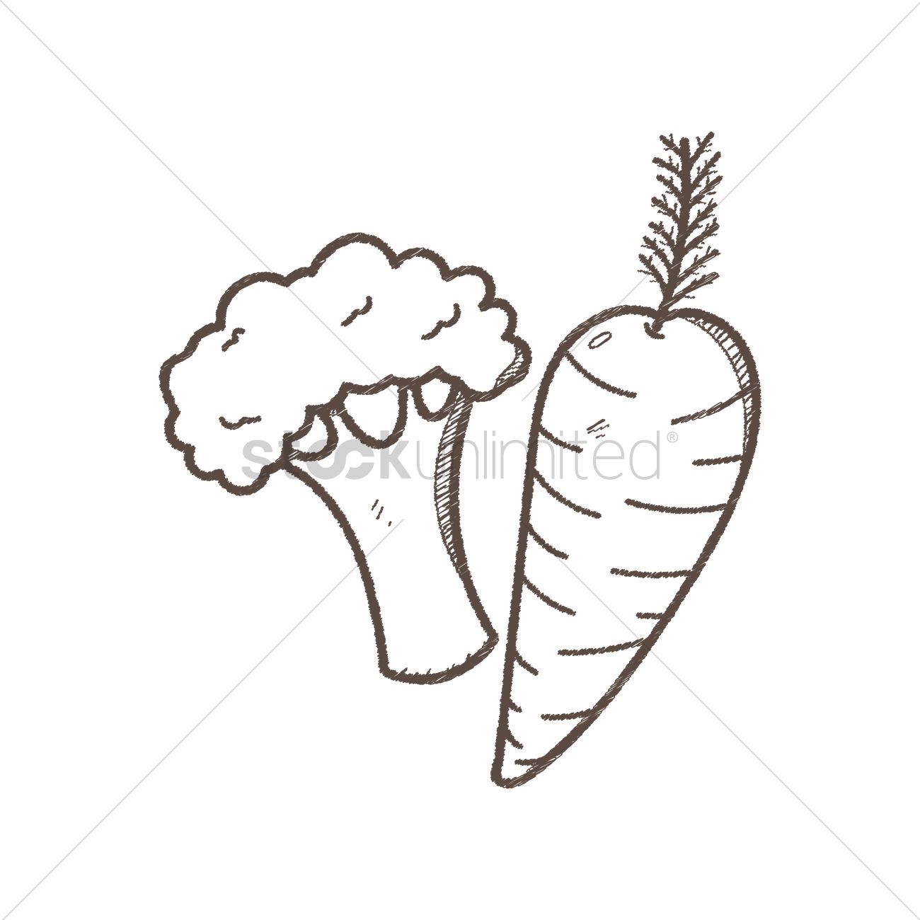 1300x1300 Broccoli And Carrot Vector Image - Broccoli Drawing