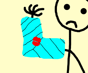 300x250 Broken Arm With Blue Cast Has A Kiss On It Drawing - Broken Arm Cast Drawing