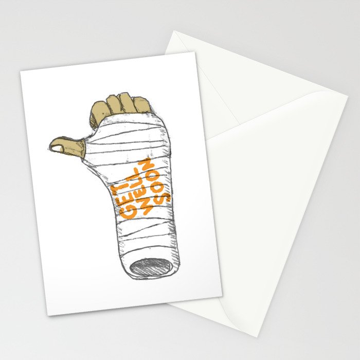 700x700 Get Well Soon Broken Arm Cast Thumbs Up Stationery Cards - Broken Arm Cast Drawing