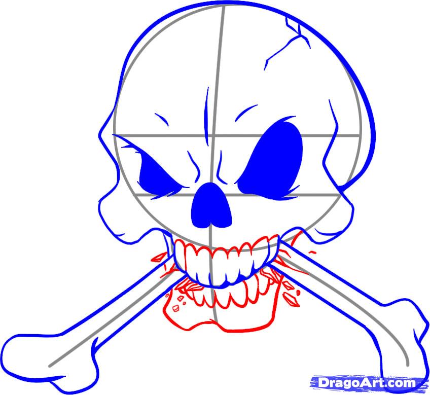 Как нарисовать скелета голову легко
