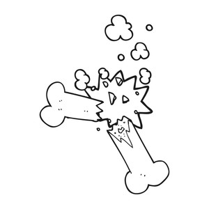 300x300 Freehand Drawn Black And White Cartoon Broken Bone Royalty Free - Broken Bone Drawing