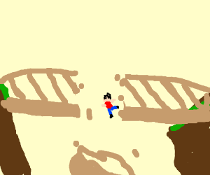 300x250 Guy Falling Off Broken Bridge Drawing - Broken Bridge Drawing
