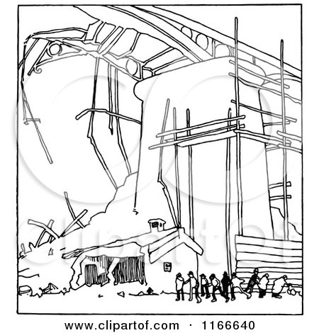450x470 Royalty Free - Broken Bridge Drawing