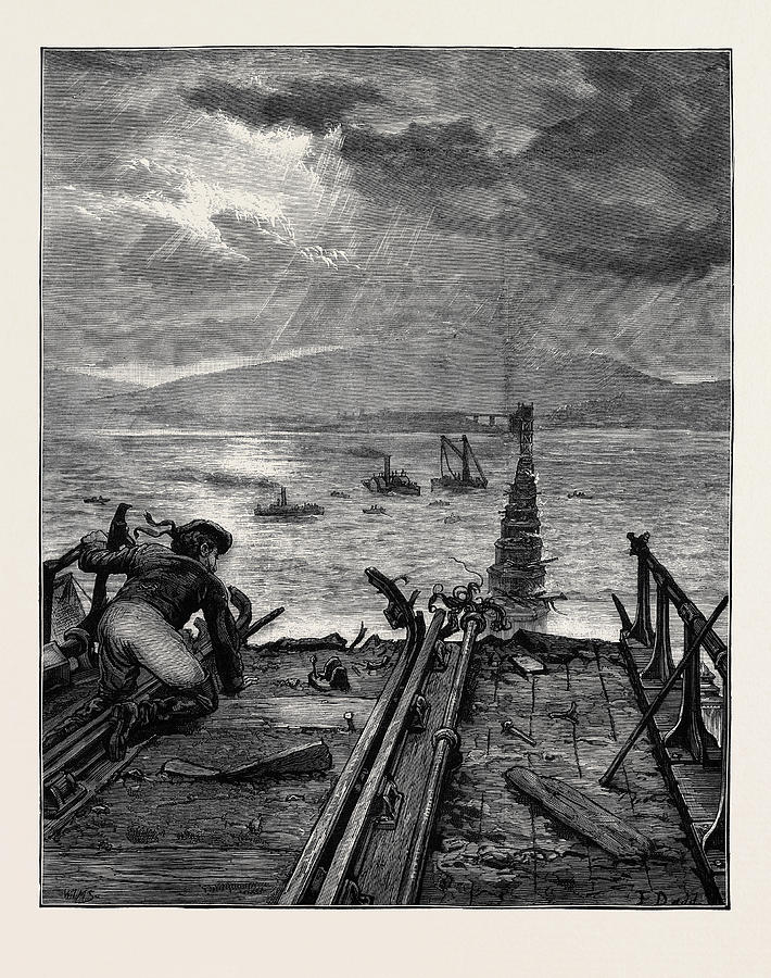 710x900 The Tay Bridge Disaster View Of The Broken Bridge Drawing - Broken Bridge Drawing