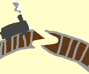 300x250 Train Drives Over A Broken Bridge Drawing - Broken Bridge Drawing