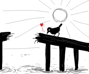 300x250 Crow Kissing Broken Bridge Drawing - Broken Bridge Drawing