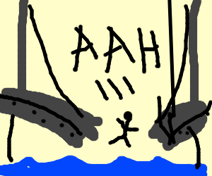 300x250 Guy Falling Down A Broken Bridge Drawing - Broken Bridge Drawing
