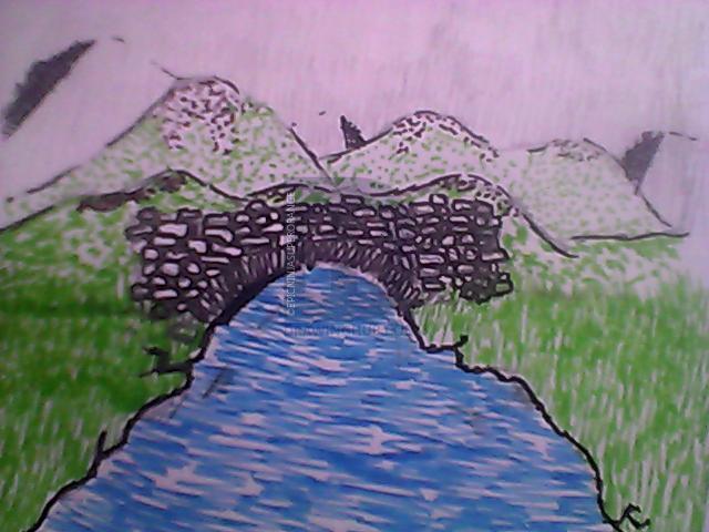 640x480 Broken Bridge Drawing - Broken Bridge Drawing