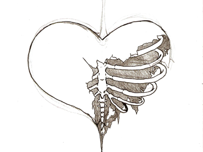 400x300 Broken Heart Sketch - Broken Drawings