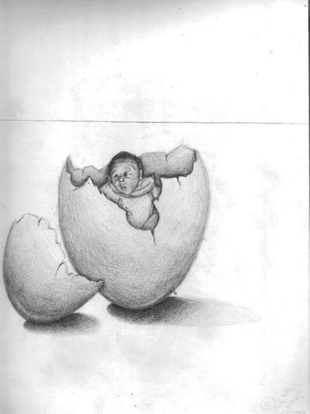 603x807 Christopher Hicks Media Arts Portfolio - Broken Egg Drawing