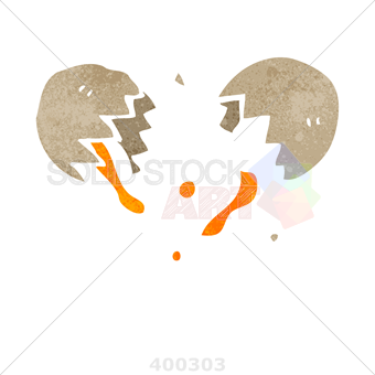 340x340 Stock Illustration Of Retro Cartoon Drawing Of Broken Egg Splattering - Broken Egg Drawing