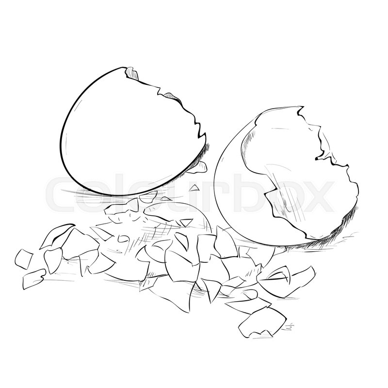 800x800 Vector Sketch Of Broken Eggs And Stock Vector Colourbox - Broken Egg Drawing