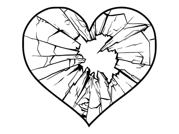 570x429 Broken Glass Heart Love Bullet Hole Shatter Shattered Etsy - Broken Glass Drawing