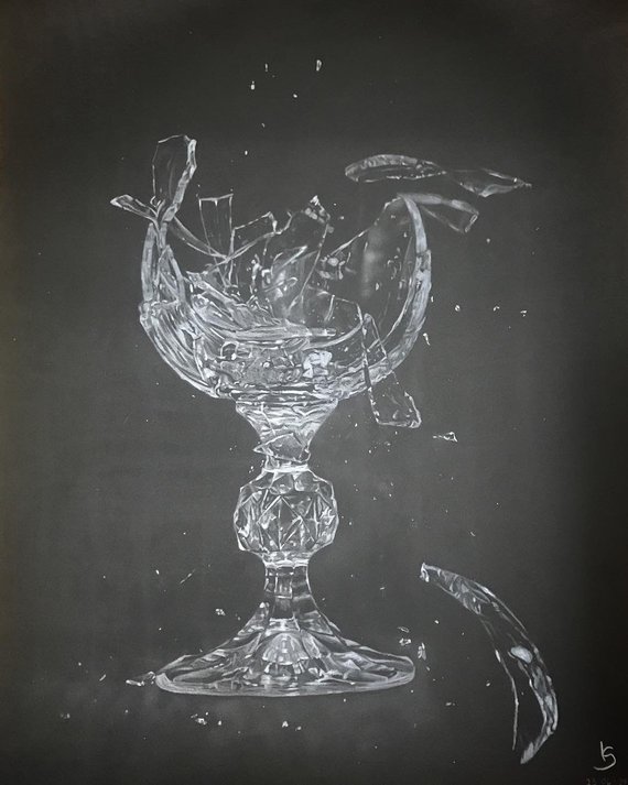 570x713 Drawing Of A Broken Glass Etsy - Broken Glass Drawing