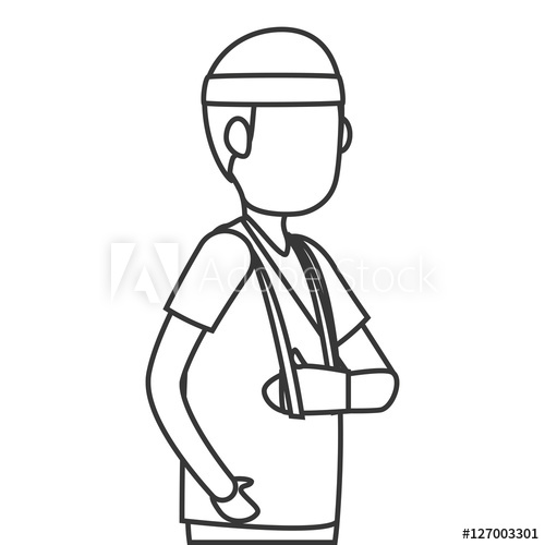500x500 Person With Broken Hand Vector Illustration Design - Broken Hand Drawing