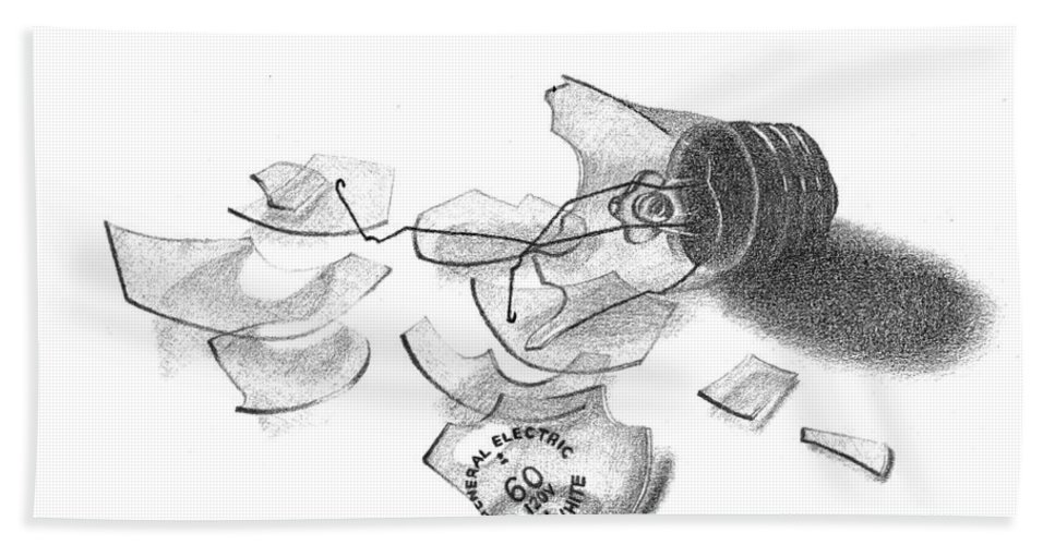 967x500 Broken Light Bulb Sketch Hand Towel For Sale - Broken Hand Drawing