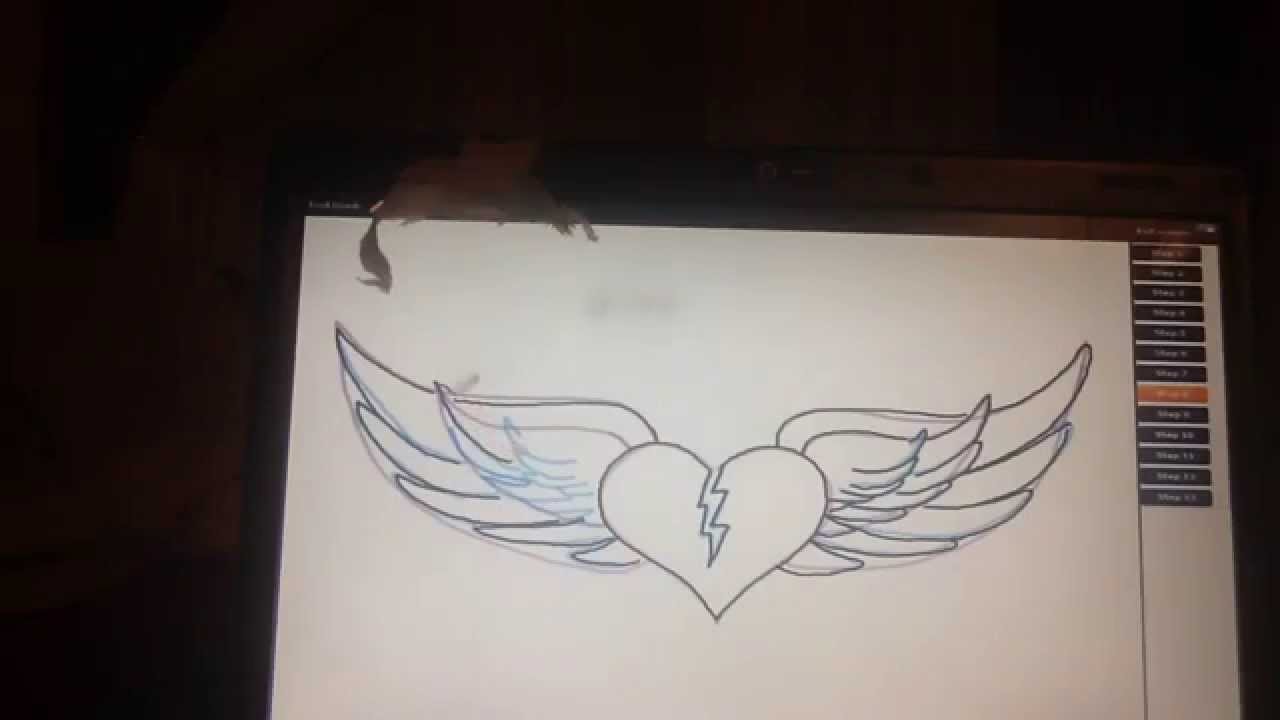 1280x720 How To Draw A Broken Heart With Wings - Broken Heart Drawings In Pencil