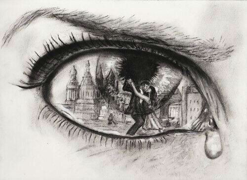 500x364 Eyes - Broken Heart Drawings In Pencil