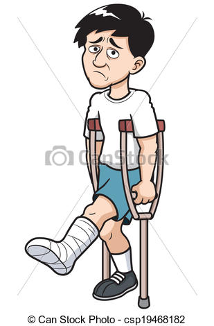 309x470 vector illustration of man with a broken leg - Broken Leg Drawing