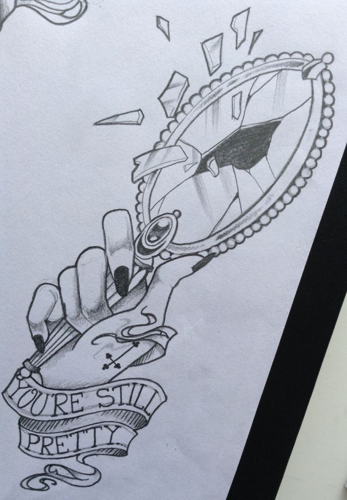 710x1024 Mirror Hand - Broken Mirror Drawing