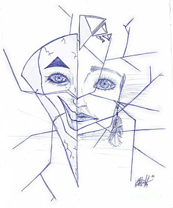 249x300 Autoportrait Drawing - Broken Mirror Drawing