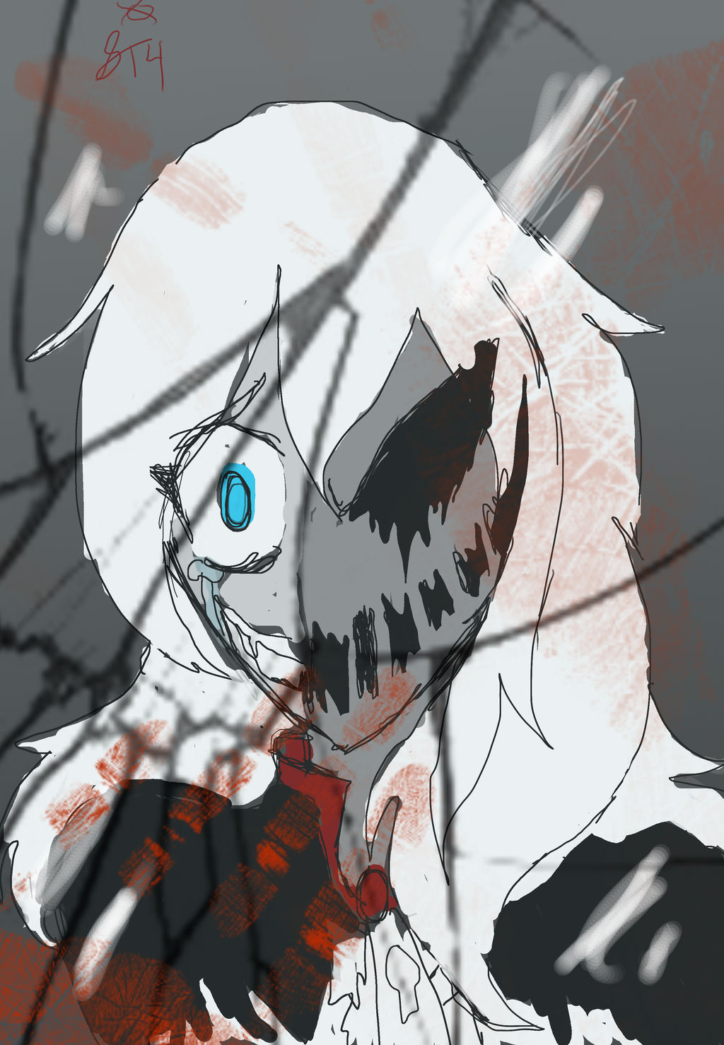 1024x1479 digital doodle reflection in the broken mirror - Broken Mirror Reflection Drawing