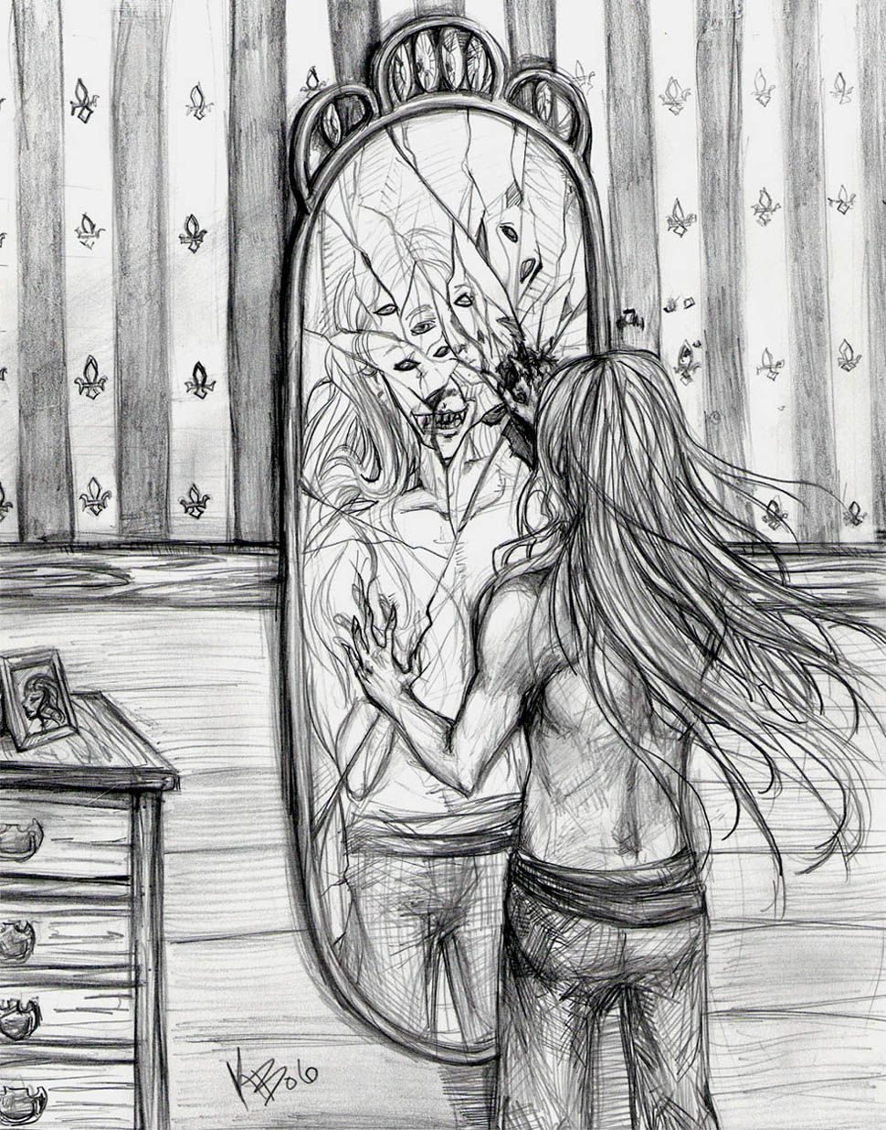 Broken Mirror Reflection Drawing at PaintingValley.com | Explore
