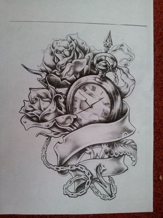 564x751 broken pocket watch tattoo pocket watch with roses tattoo - Broken Pocket Watch Drawing