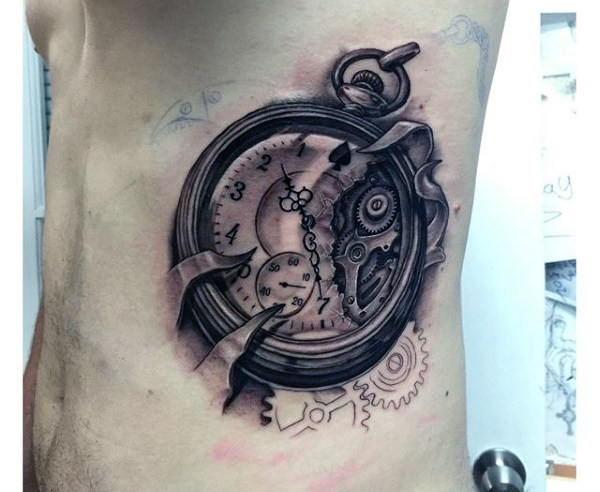 600x492 Pocket Watch Tattoo Designs For Men - Broken Pocket Watch Drawing