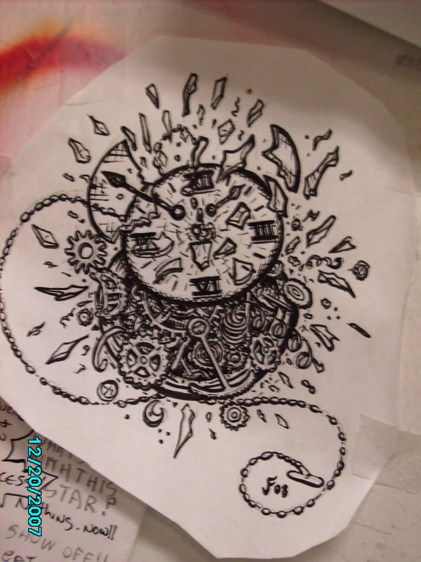 600x800 Drawn Pocket Watch Exploded - Broken Pocket Watch Drawing