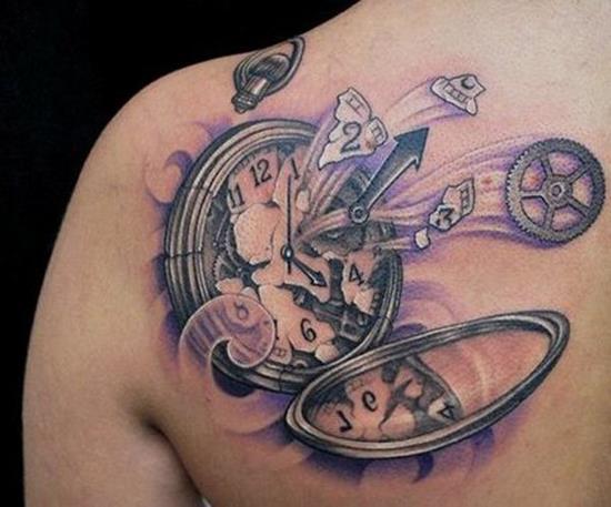 550x457 Pocket Watch Tattoo Images Designs - Broken Pocket Watch Drawing