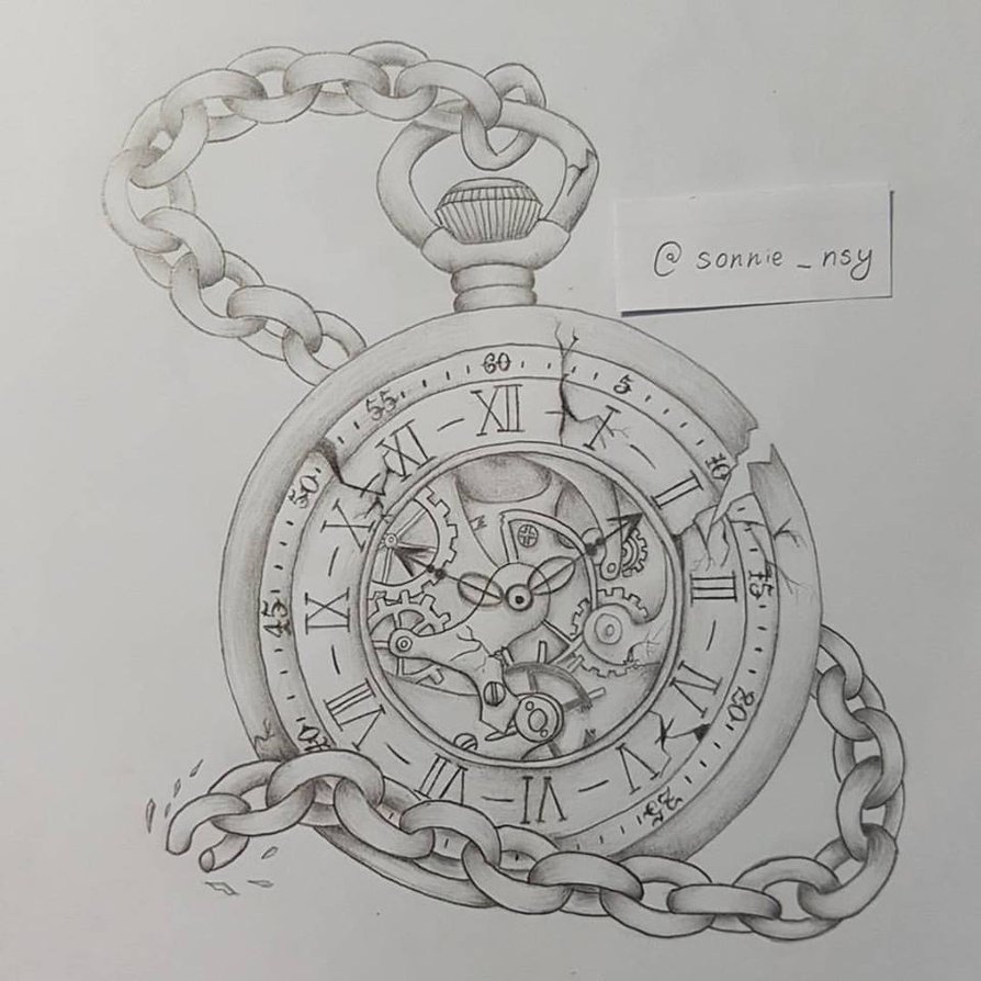 Broken Pocket Watch Drawing at Explore collection